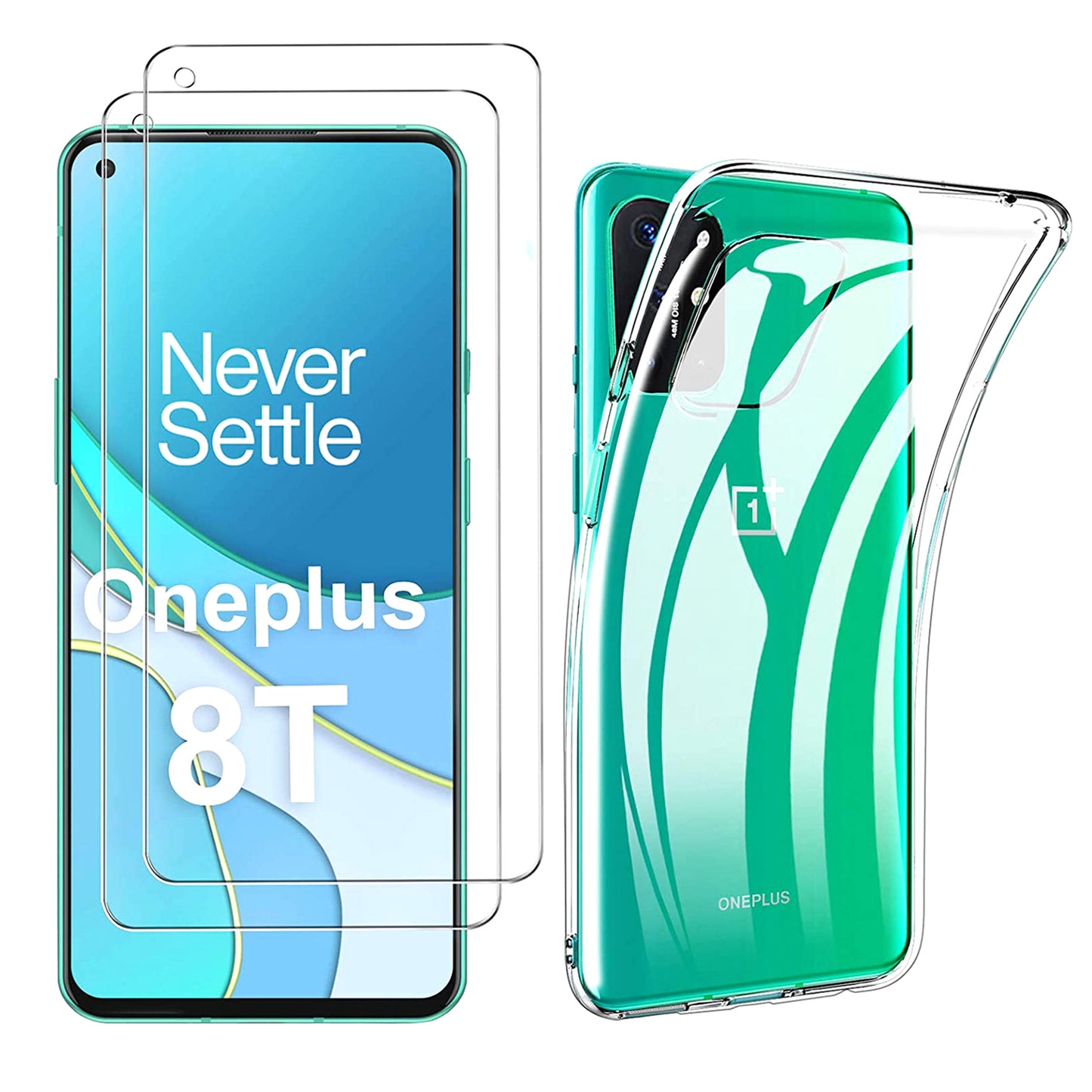 Soft TPU Case for OnePlus 8T Shell with Tempered Glass Screen Film