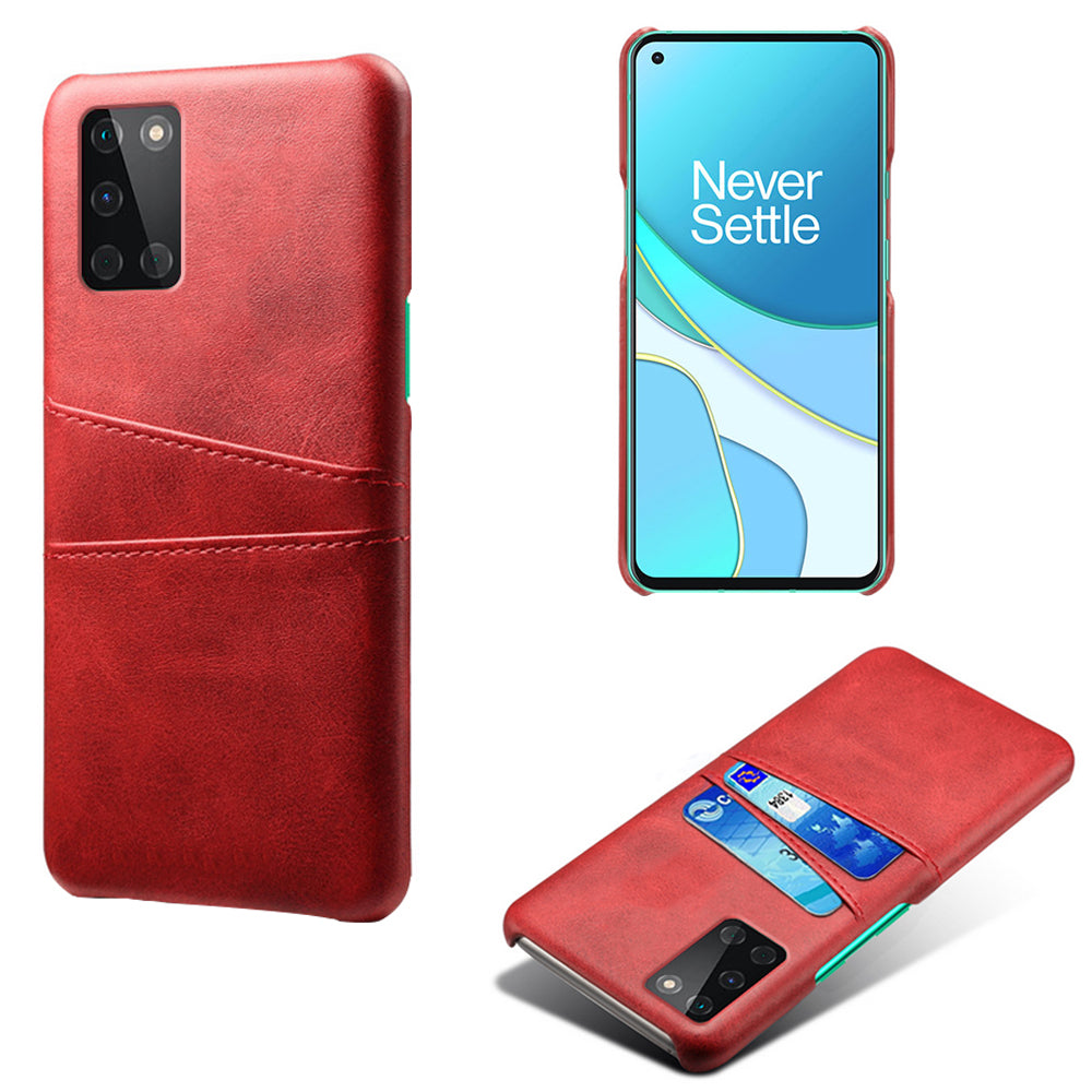 KSQ Double Card Slots PU Leather Coated Hard PC Mobile Phone Cover for OnePlus 8T