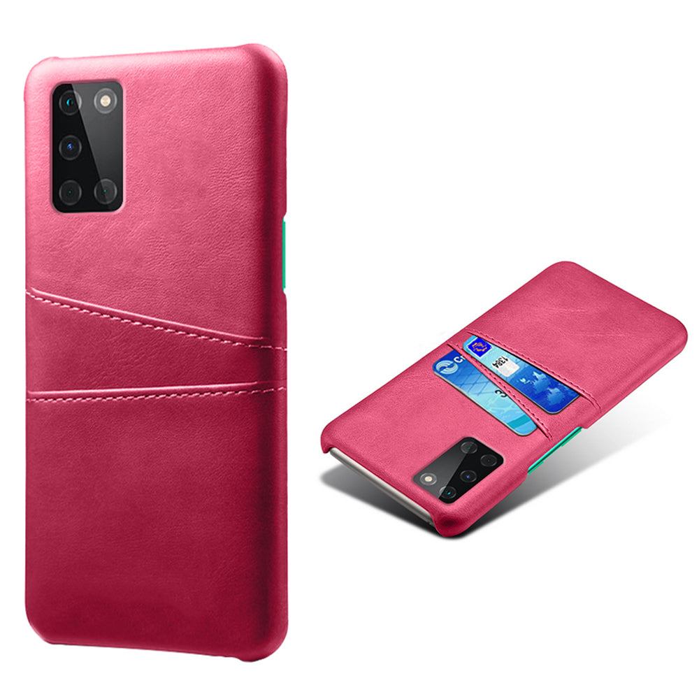 KSQ Double Card Slots PU Leather Coated Hard PC Mobile Phone Cover for OnePlus 8T