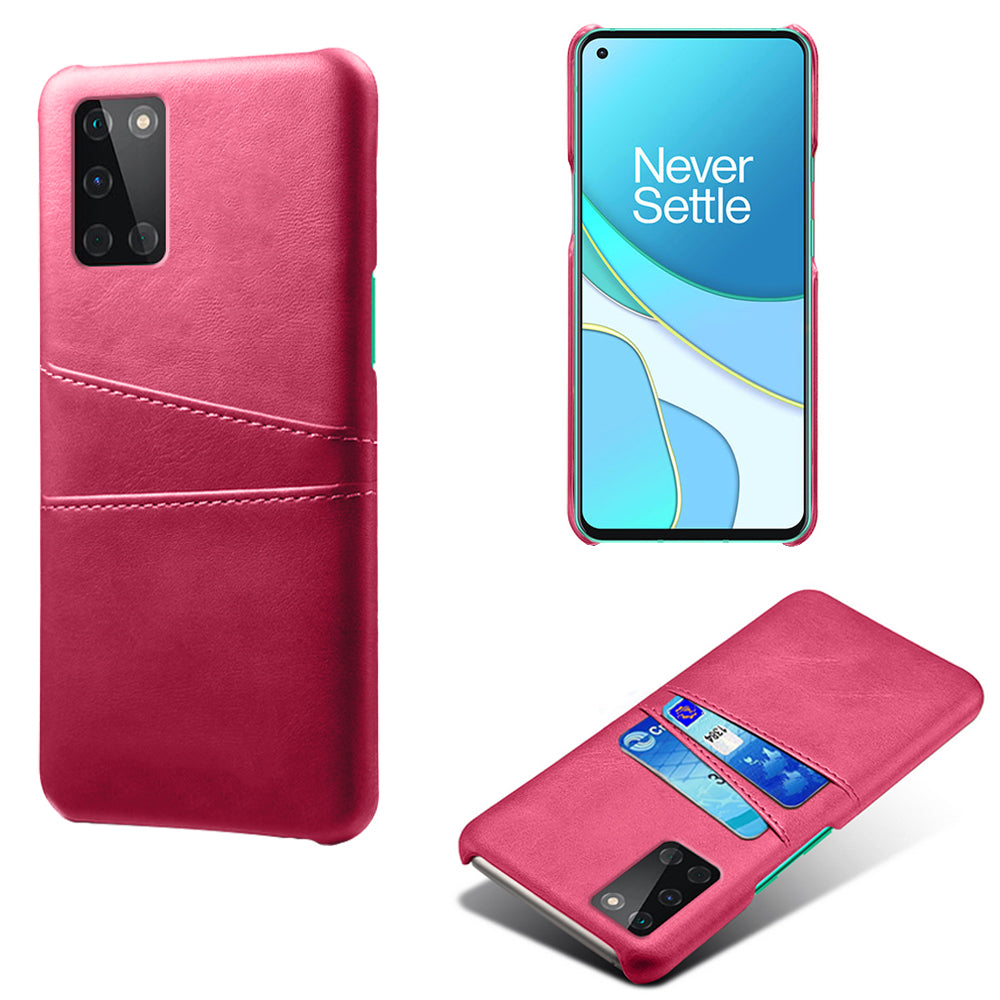 KSQ Double Card Slots PU Leather Coated Hard PC Mobile Phone Cover for OnePlus 8T