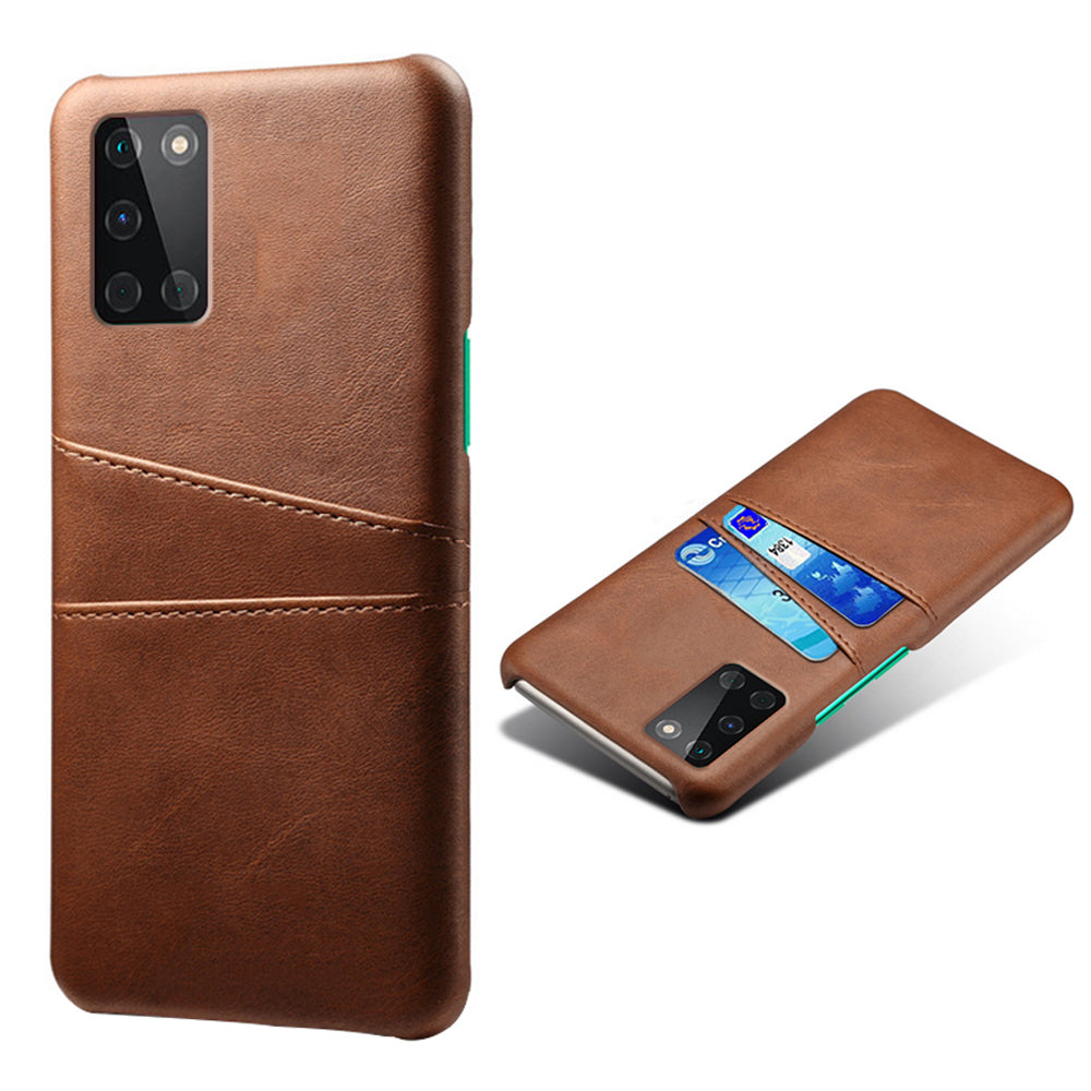 KSQ Double Card Slots PU Leather Coated Hard PC Mobile Phone Cover for OnePlus 8T