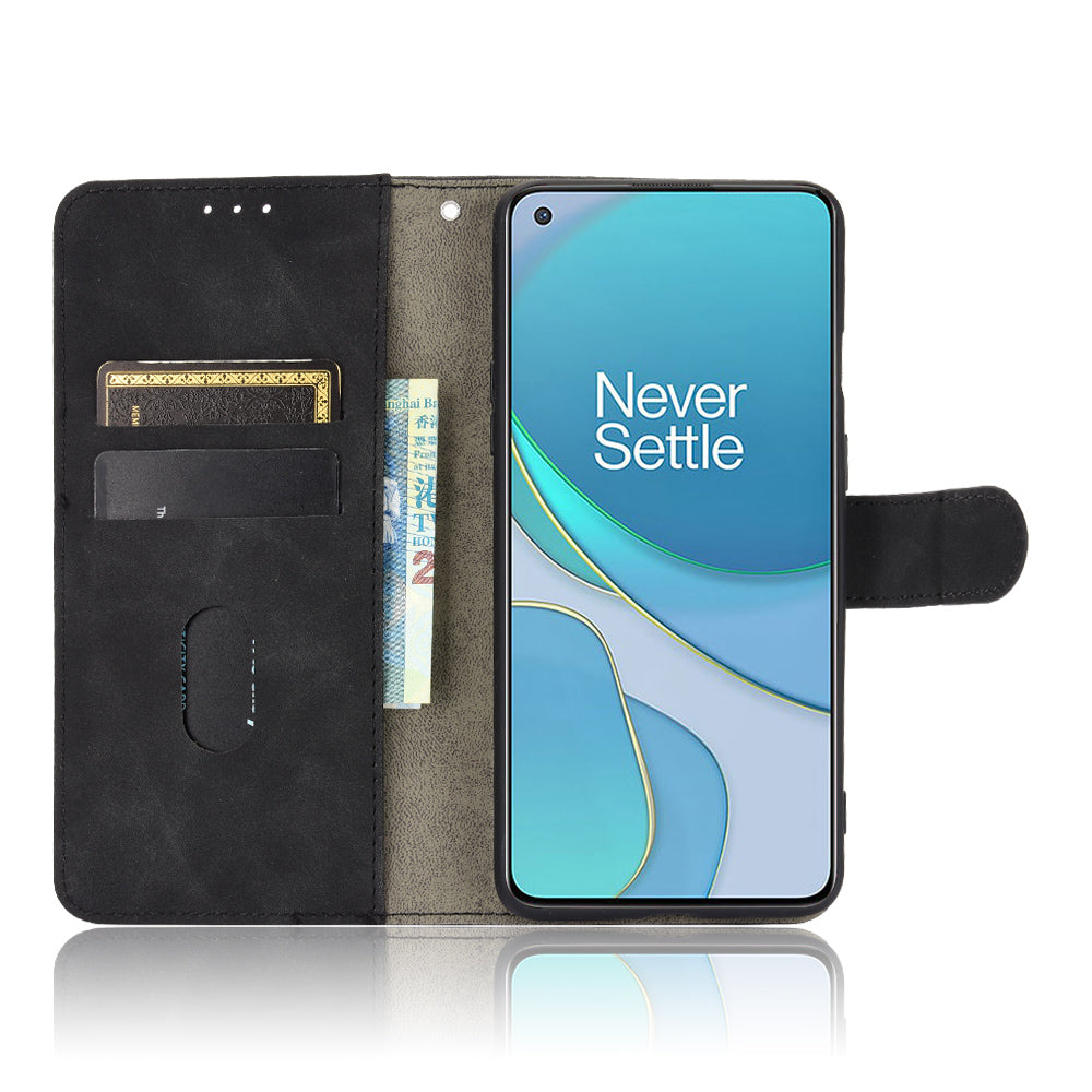 For OnePlus 8T Skin-touch PU Leather Wallet Case with Stand