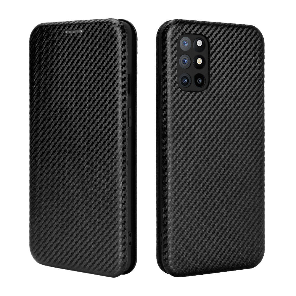 For OnePlus 8T Carbon Fiber Texture Auto-absorbed Flip Leather Cover Stand Card Slots Case