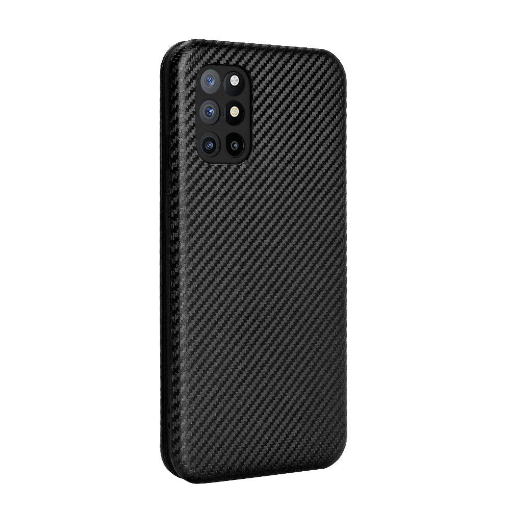 For OnePlus 8T Carbon Fiber Texture Auto-absorbed Flip Leather Cover Stand Card Slots Case