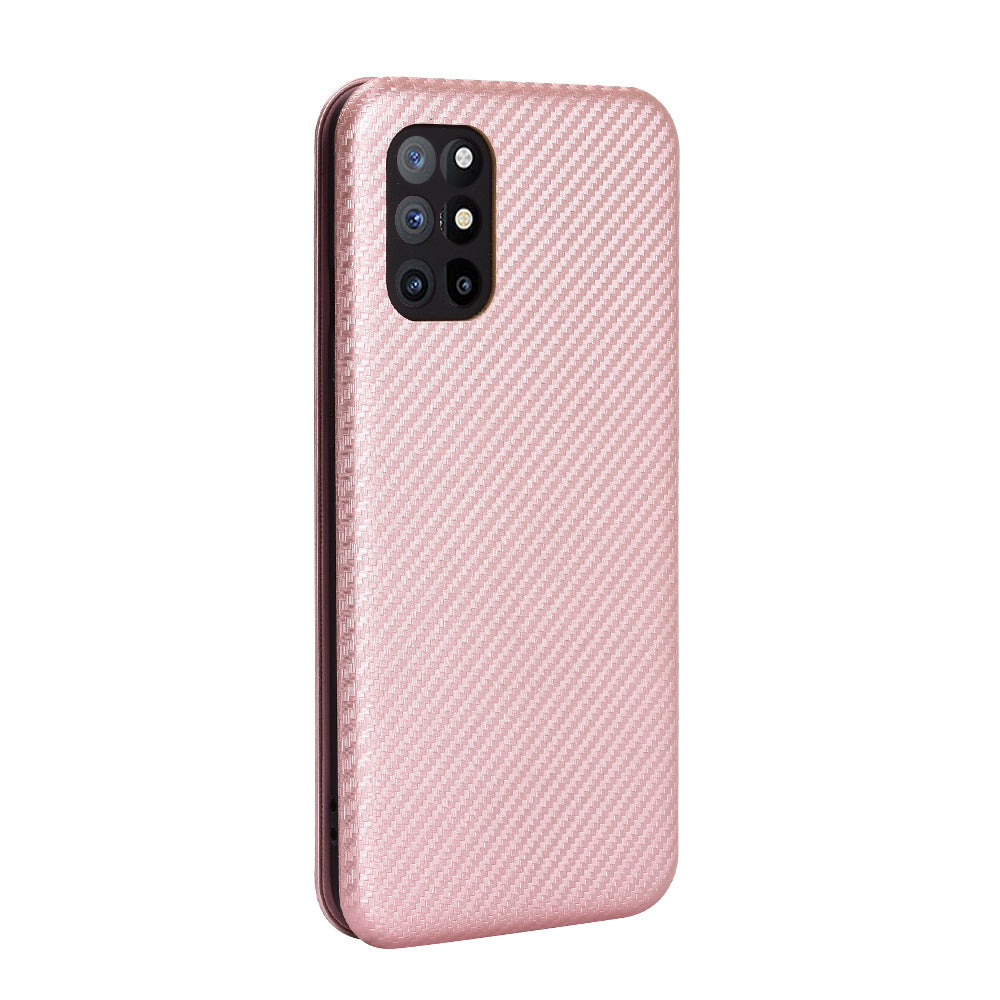 For OnePlus 8T Carbon Fiber Texture Auto-absorbed Flip Leather Cover Stand Card Slots Case