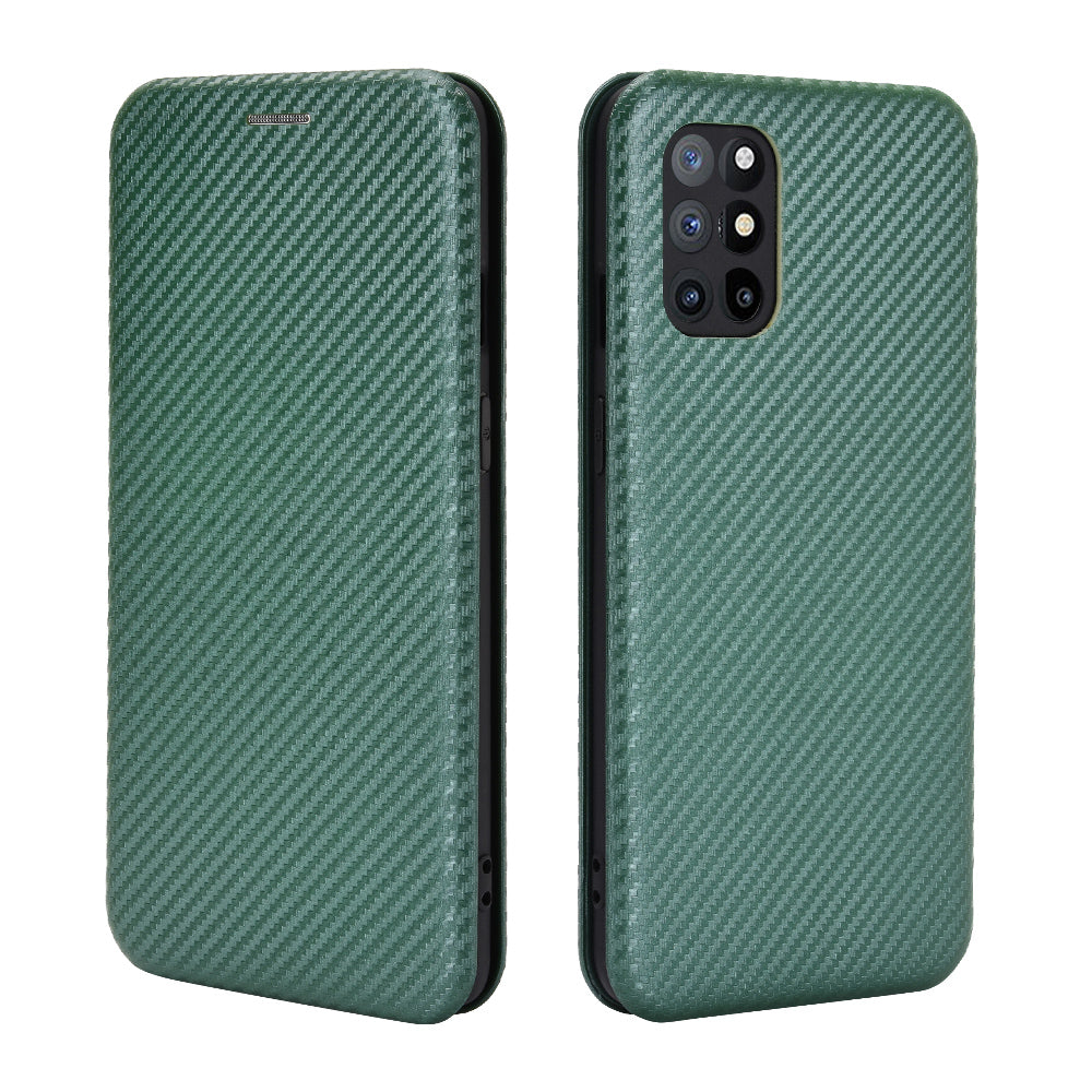 For OnePlus 8T Carbon Fiber Texture Auto-absorbed Flip Leather Cover Stand Card Slots Case