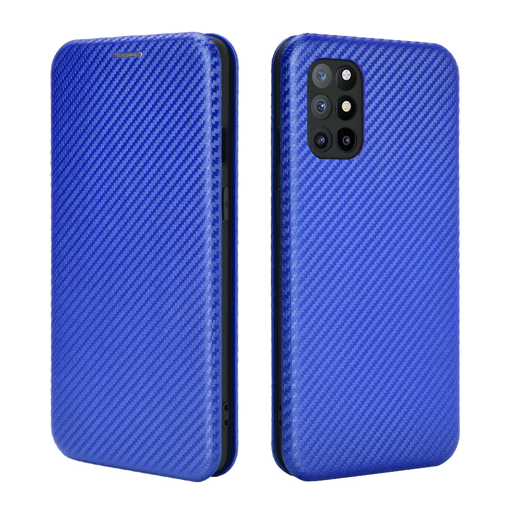 For OnePlus 8T Carbon Fiber Texture Auto-absorbed Flip Leather Cover Stand Card Slots Case