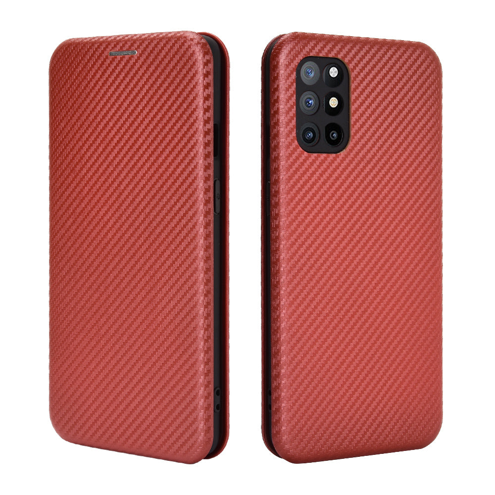 For OnePlus 8T Carbon Fiber Texture Auto-absorbed Flip Leather Cover Stand Card Slots Case