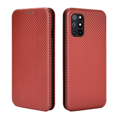 For OnePlus 8T Carbon Fiber Texture Auto-absorbed Flip Leather Cover Stand Card Slots Case