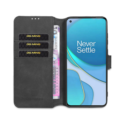 DG.MING Retro Style Leather Wallet Shell for OnePlus 8T