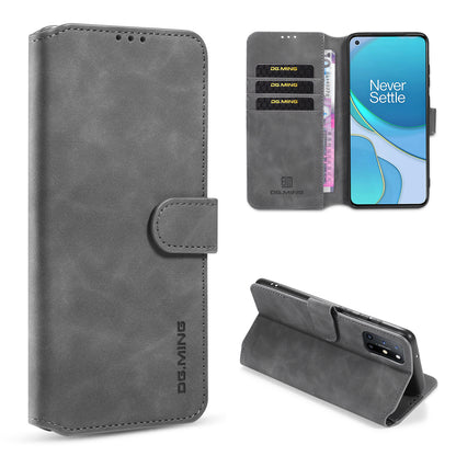 DG.MING Retro Style Leather Wallet Shell for OnePlus 8T