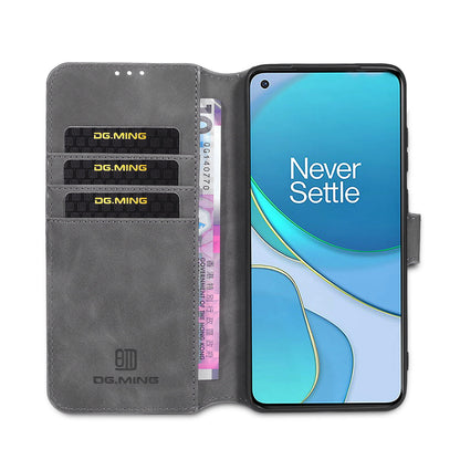 DG.MING Retro Style Leather Wallet Shell for OnePlus 8T