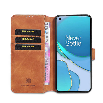 DG.MING Retro Style Leather Wallet Shell for OnePlus 8T