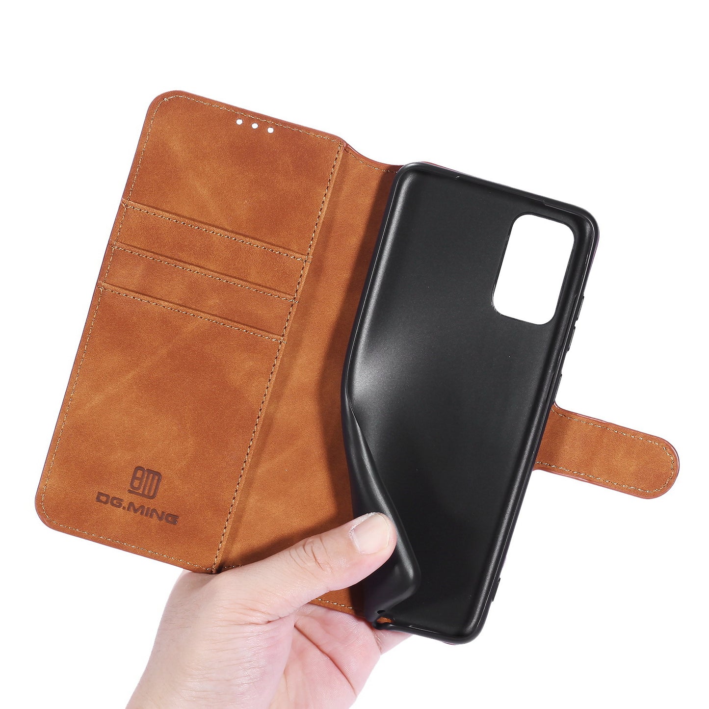 DG.MING Retro Style Leather Wallet Shell for OnePlus 8T