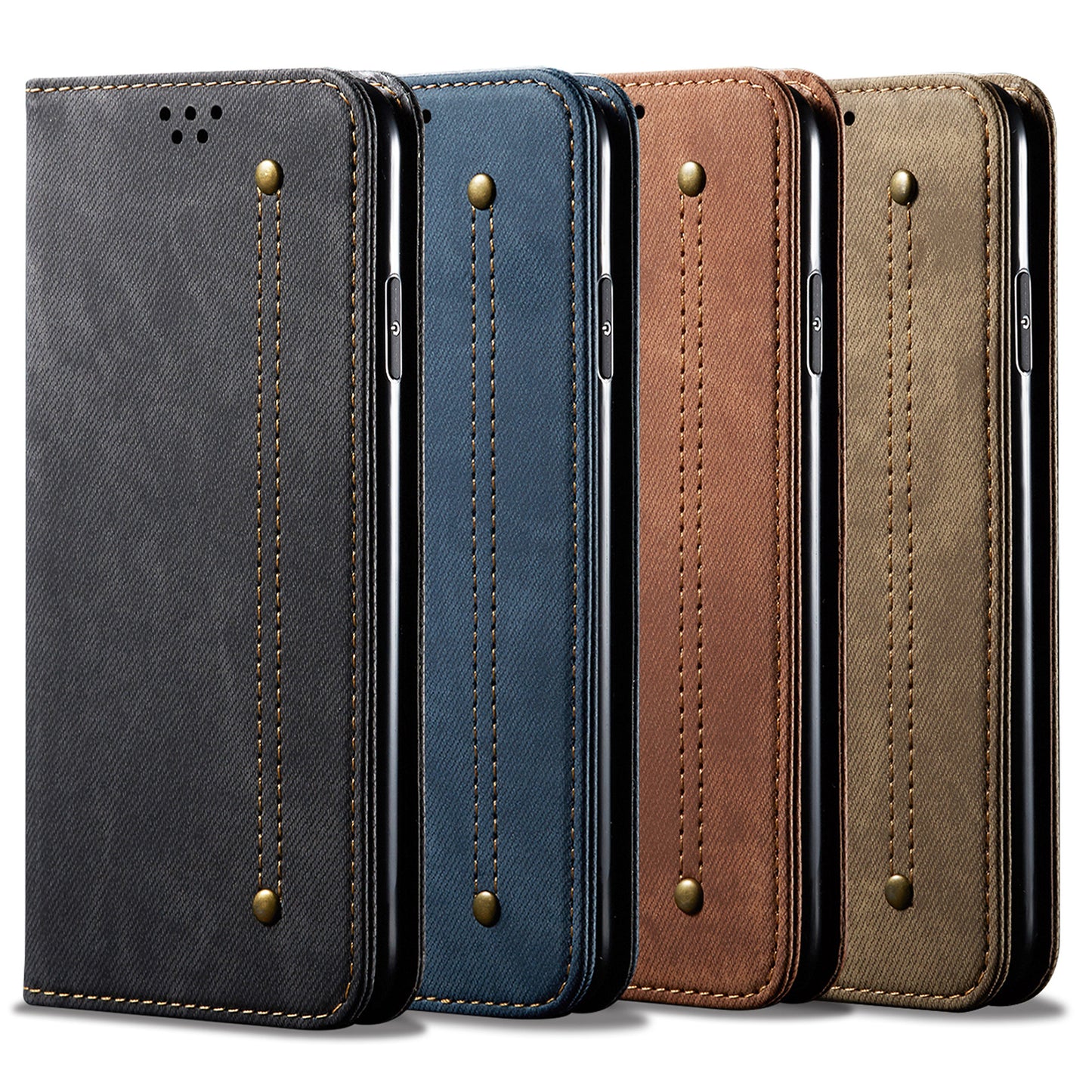 Vintage Style Jeans Cloth Texture Wallet Stand Leather Phone Cover for OnePlus 8T