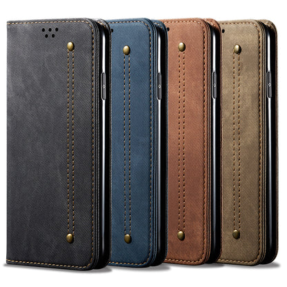 Vintage Style Jeans Cloth Texture Wallet Stand Leather Phone Cover for OnePlus 8T