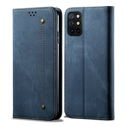 Vintage Style Jeans Cloth Texture Wallet Stand Leather Phone Cover for OnePlus 8T