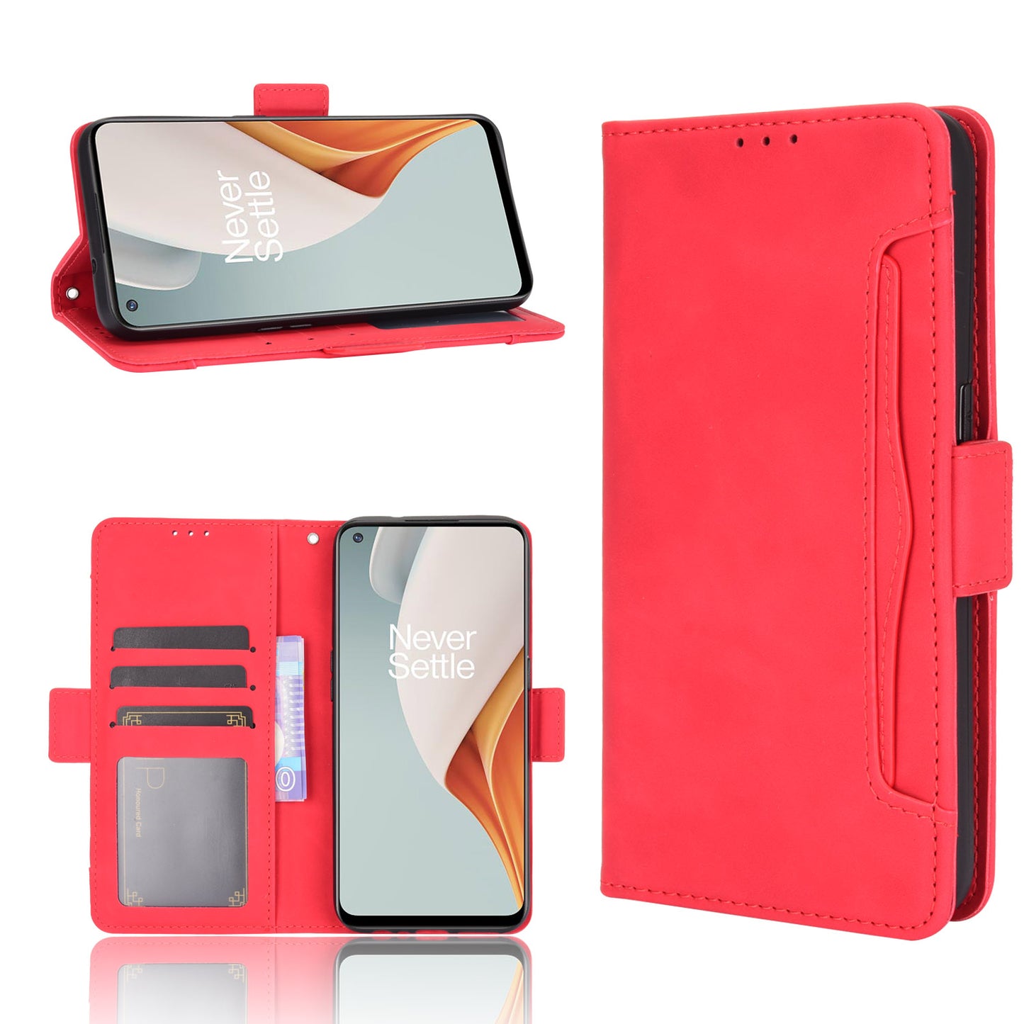 Multiple Card Slots Leather Wallet Mobile Phone Case for OnePlus Nord N100