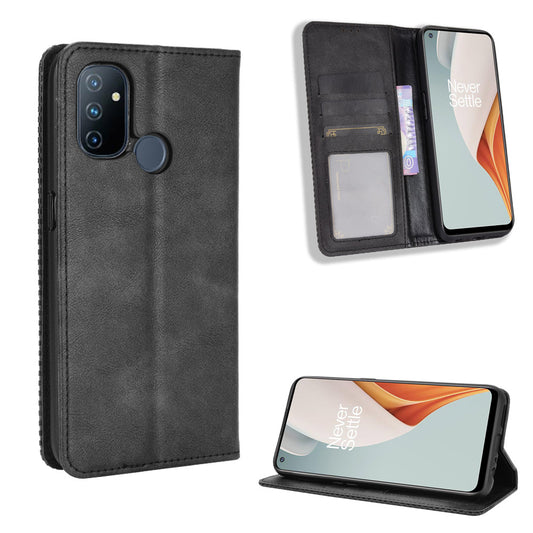 Auto-absorbed Retro Leather Wallet Mobile Cover for OnePlus Nord N100