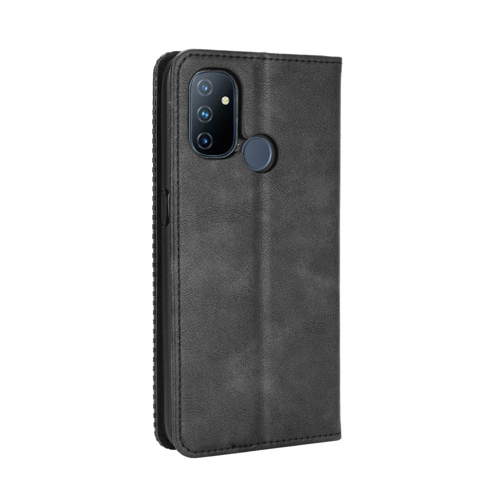 Auto-absorbed Retro Leather Wallet Mobile Cover for OnePlus Nord N100