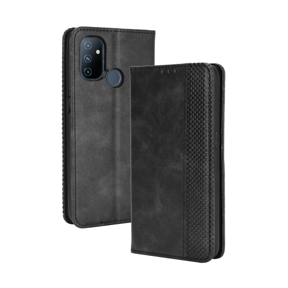 Auto-absorbed Retro Leather Wallet Mobile Cover for OnePlus Nord N100