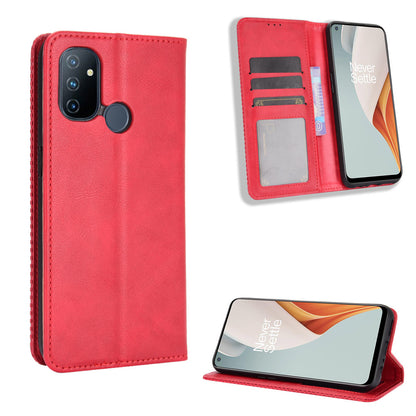 Auto-absorbed Retro Leather Wallet Mobile Cover for OnePlus Nord N100