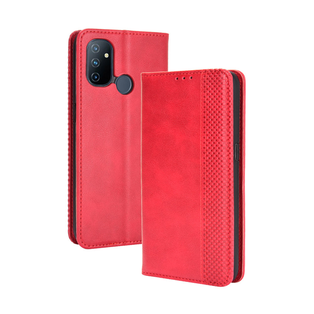 Auto-absorbed Retro Leather Wallet Mobile Cover for OnePlus Nord N100