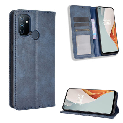 Auto-absorbed Retro Leather Wallet Mobile Cover for OnePlus Nord N100