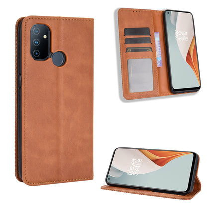 Auto-absorbed Retro Leather Wallet Mobile Cover for OnePlus Nord N100