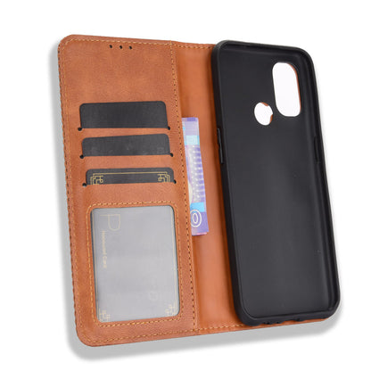 Auto-absorbed Retro Leather Wallet Mobile Cover for OnePlus Nord N100