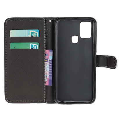 Cross Texture Pattern Printing Leather Wallet Stand Cover with Strap for 	OnePlus Nord N10 5G