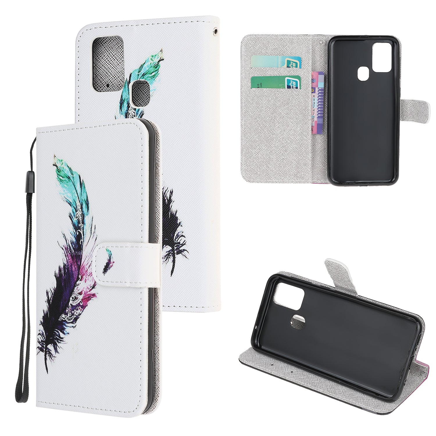 Cross Texture Pattern Printing Stand Shell Wallet Leather Cover for OnePlus Nord N100