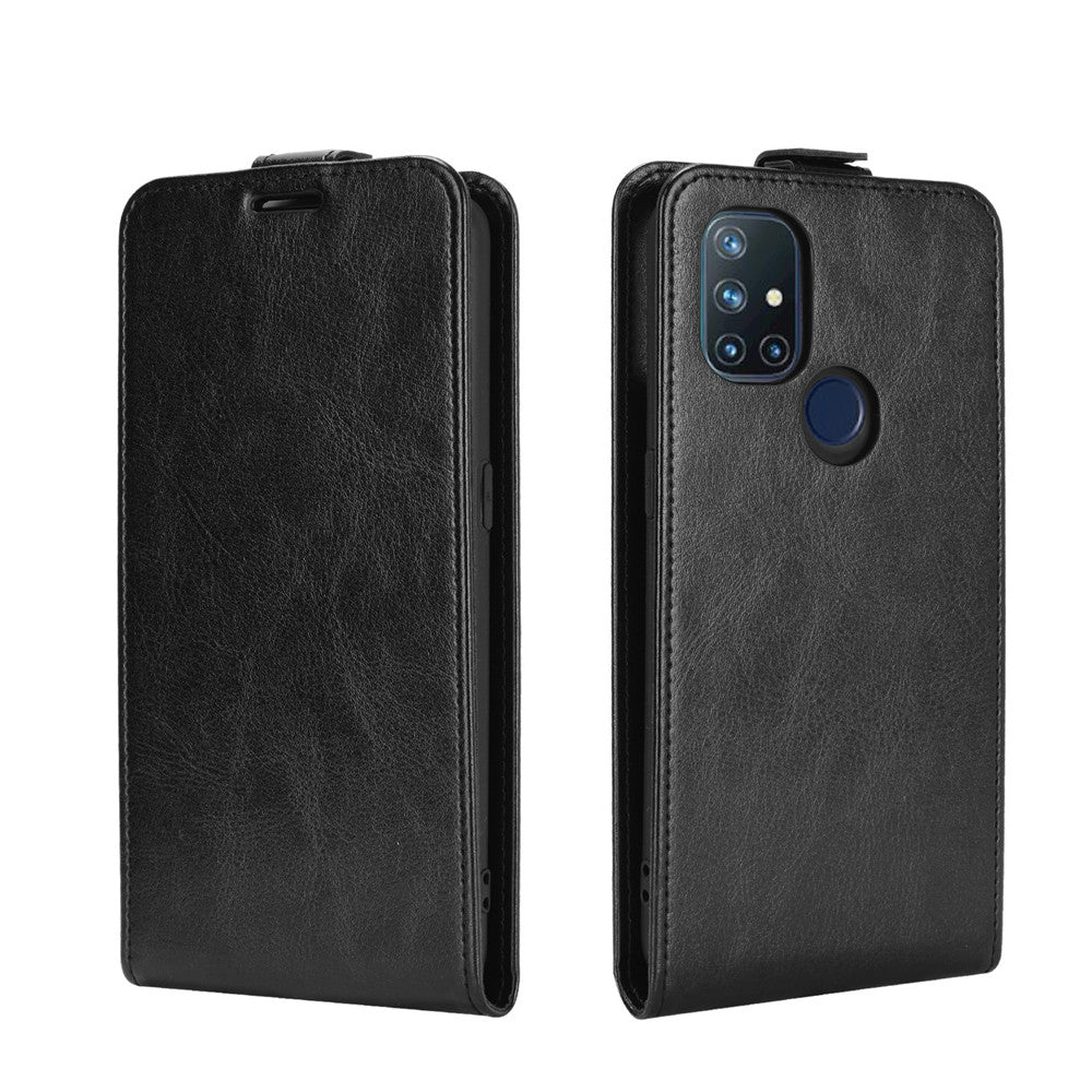 Vertical Flip Crazy Horse Leather Case with Card Slot for OnePlus Nord N10 5G