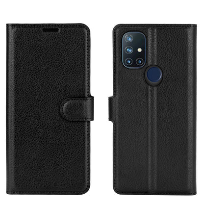 Litchi Texture Wallet Stand Leather Cover Shell for OnePlus Nord N10 5G with Flexible TPU Inner Case