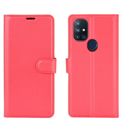 Litchi Texture Wallet Stand Leather Cover Shell for OnePlus Nord N10 5G with Flexible TPU Inner Case