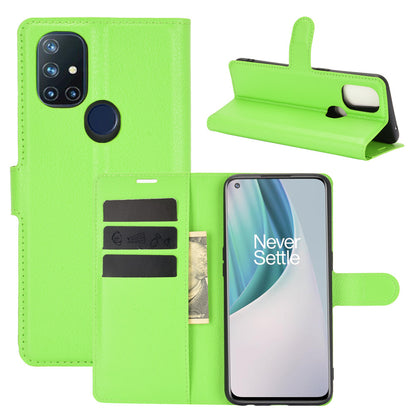 Litchi Texture Wallet Stand Leather Cover Shell for OnePlus Nord N10 5G with Flexible TPU Inner Case