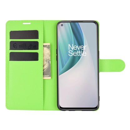 Litchi Texture Wallet Stand Leather Cover Shell for OnePlus Nord N10 5G with Flexible TPU Inner Case