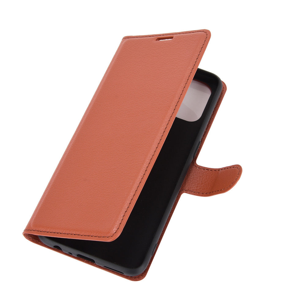 Litchi Texture Wallet Stand Leather Cover Shell for OnePlus Nord N10 5G with Flexible TPU Inner Case