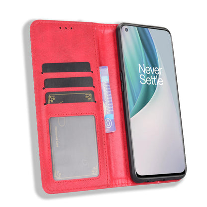 Retro Style Auto-Absorbed Wallet Stand Leather Phone Case for OnePlus Nord N10 5G