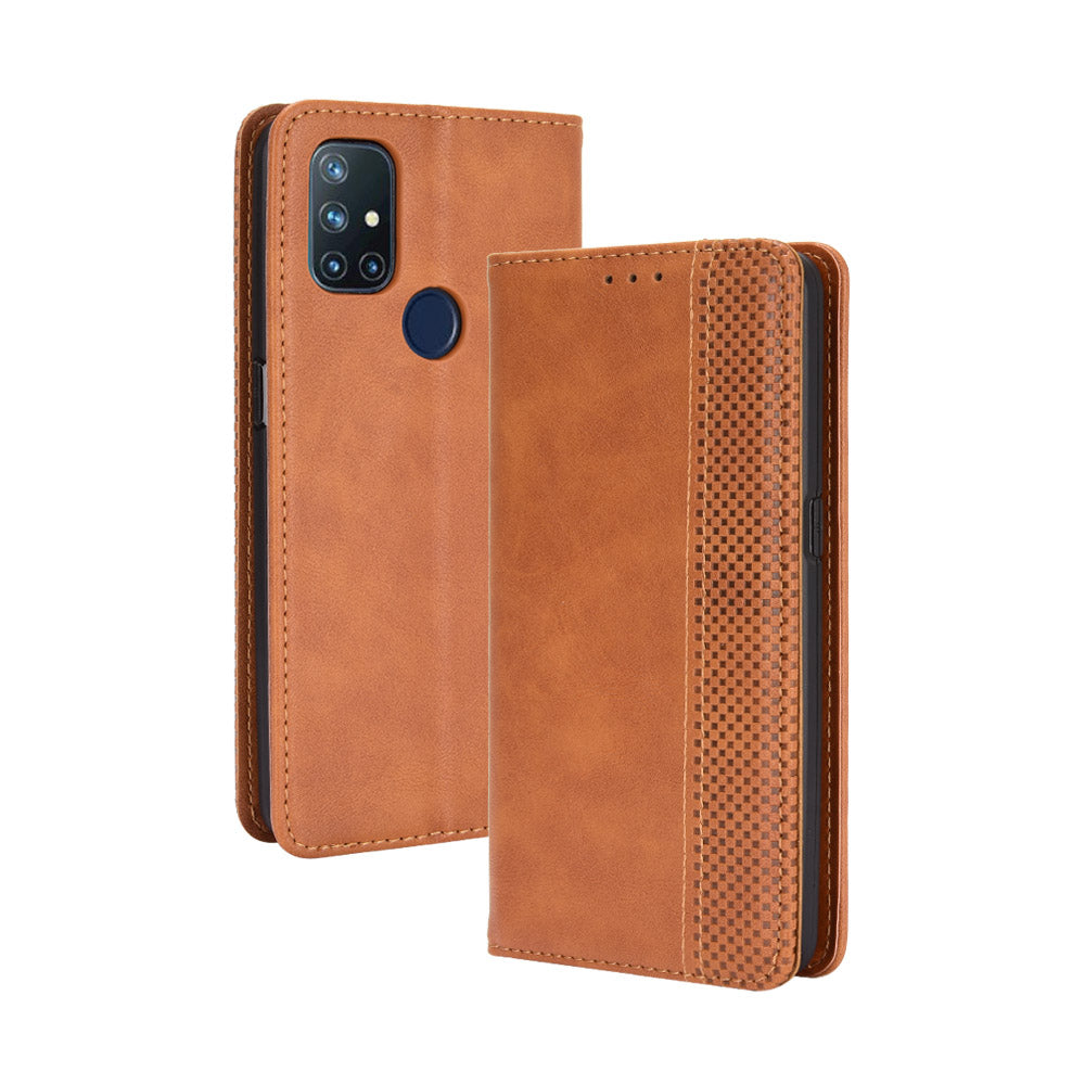 Retro Style Auto-Absorbed Wallet Stand Leather Phone Case for OnePlus Nord N10 5G