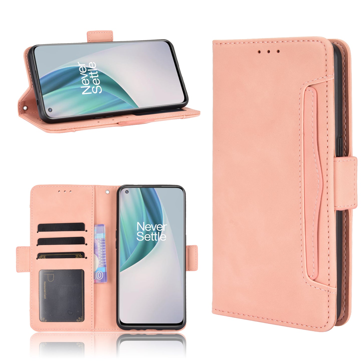 Multiple Card Slots Leather Wallet Mobile Phone Case for OnePlus Nord N10 5G