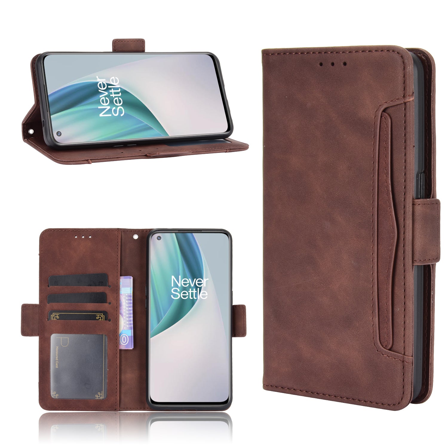 Multiple Card Slots Leather Wallet Mobile Phone Case for OnePlus Nord N10 5G