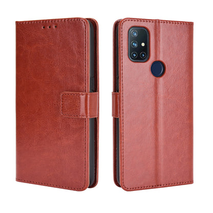 Crazy Horse Wallet Stand Leather Shell with Strap for OnePlus Nord N10 5G