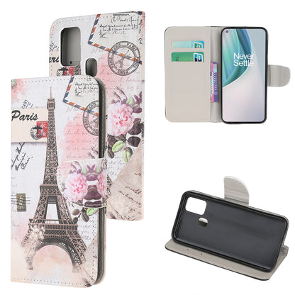 Cross Texture Pattern Printing Leather Wallet Stand Cover Case for OnePlus Nord N10 5G