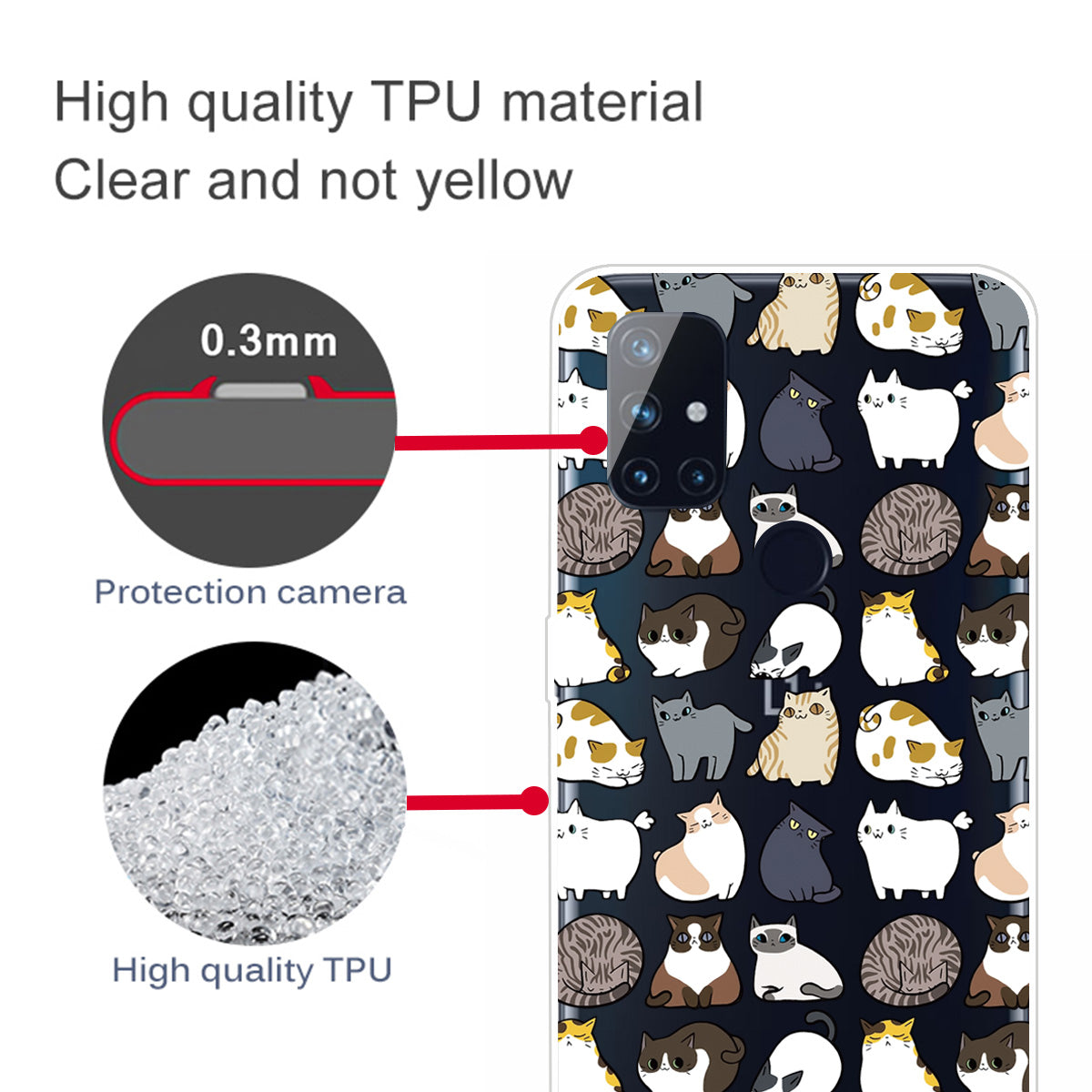 Transparent Pattern Printing TPU Shell for OnePlus Nord N10 5G Soft Phone Case