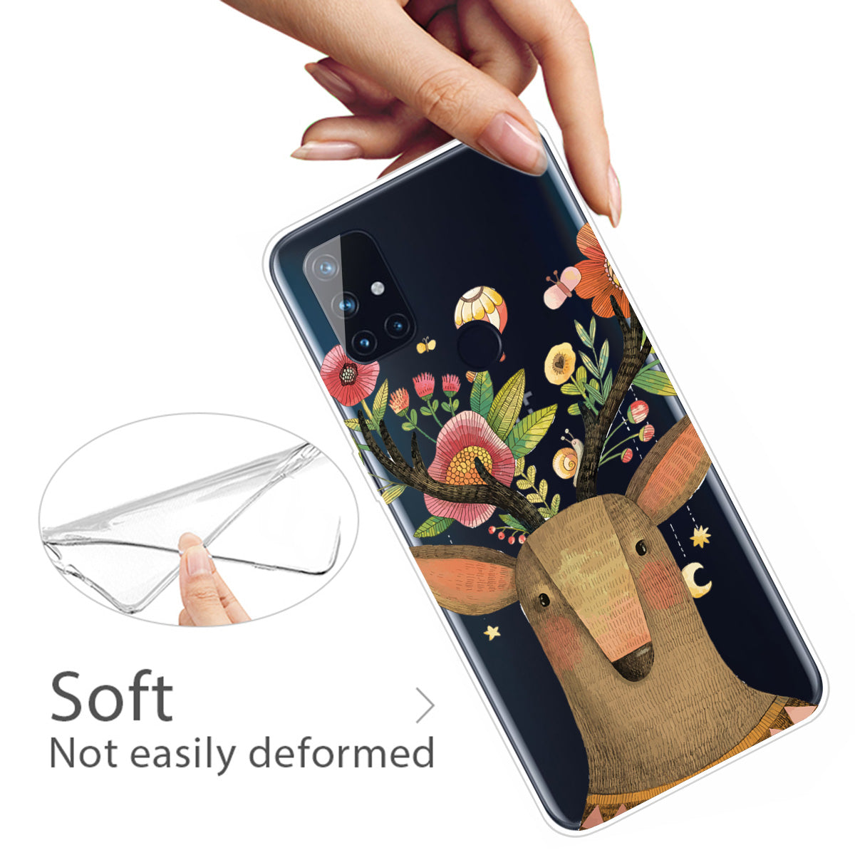 Transparent Pattern Printing TPU Shell for OnePlus Nord N10 5G Soft Phone Case