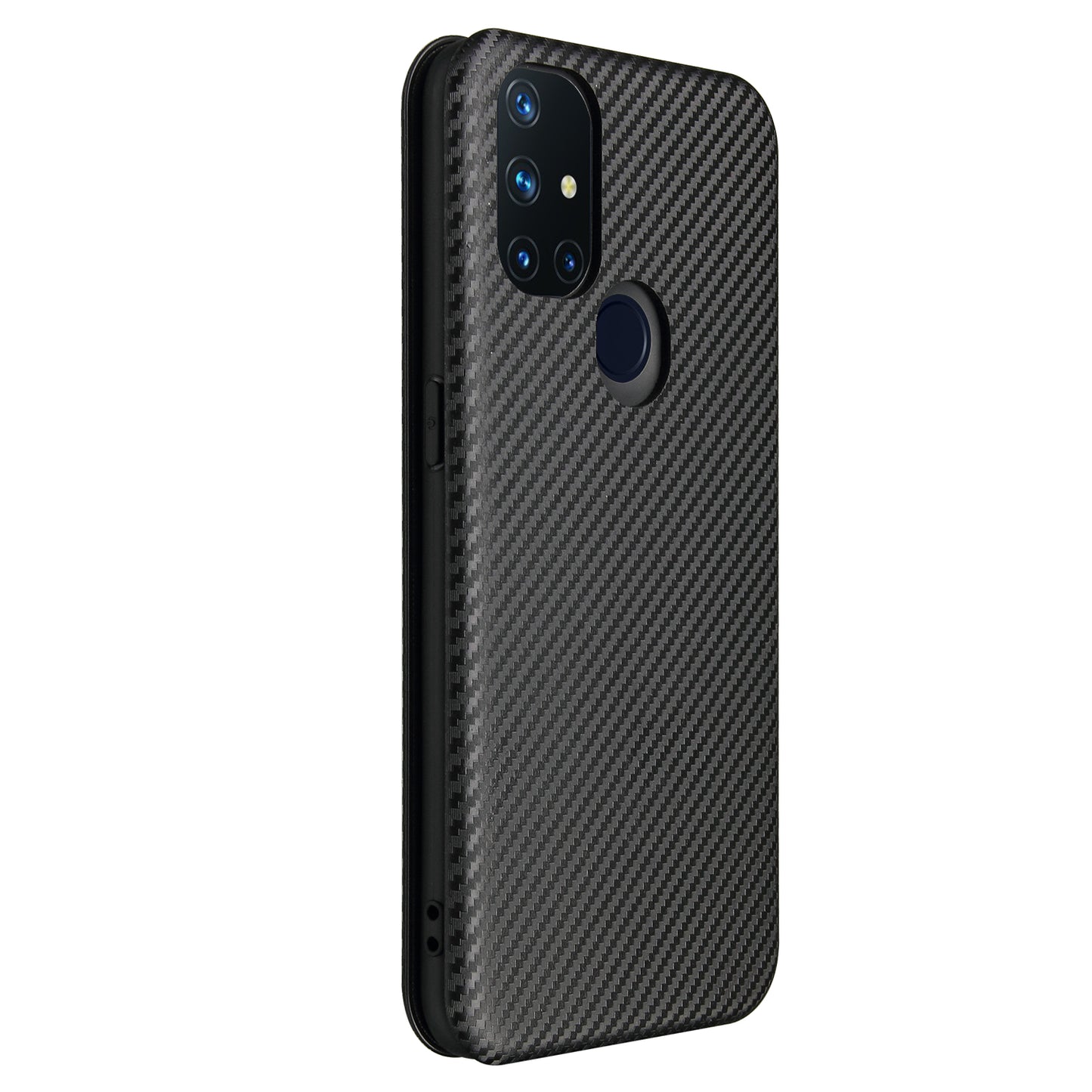 Auto-absorbed Anti-scratch Carbon Fiber Texture Covering for OnePlus Nord N10 5G Stand Leather Case