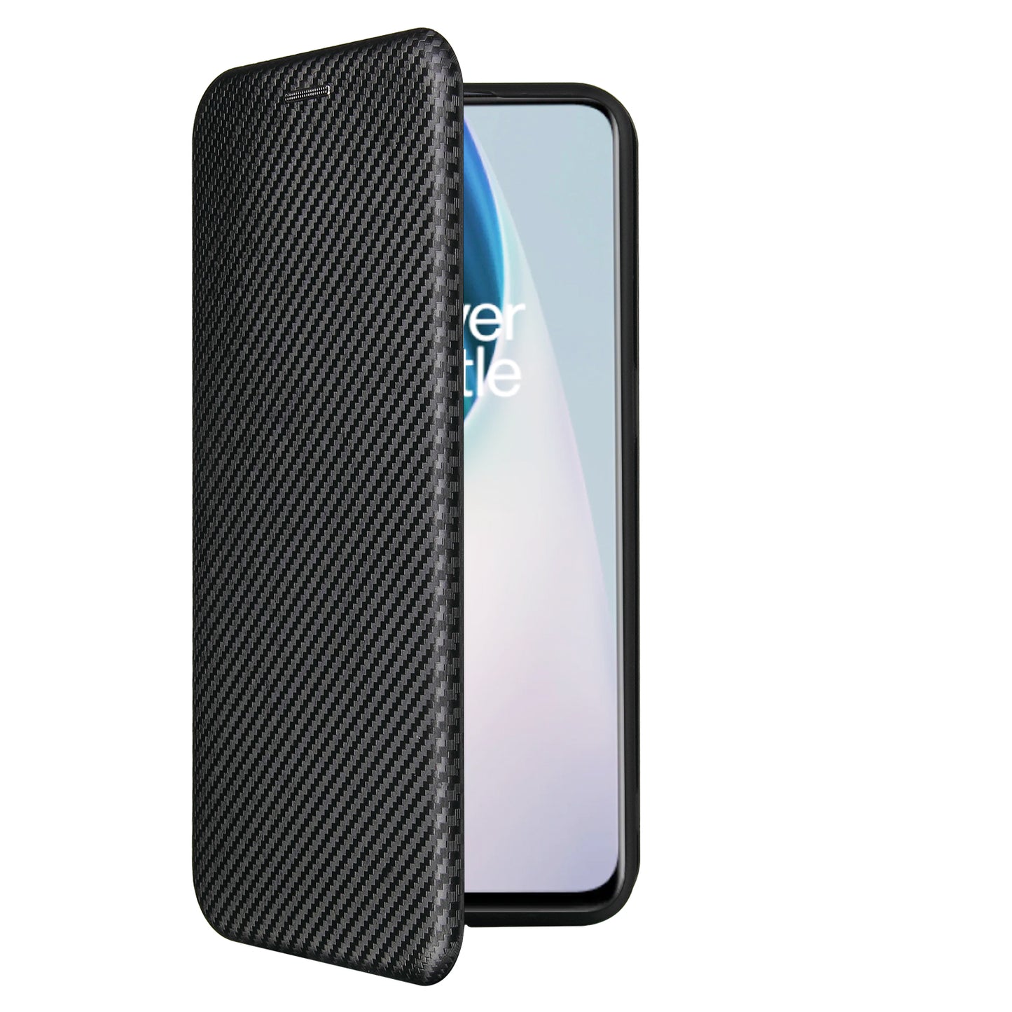 Auto-absorbed Anti-scratch Carbon Fiber Texture Covering for OnePlus Nord N10 5G Stand Leather Case