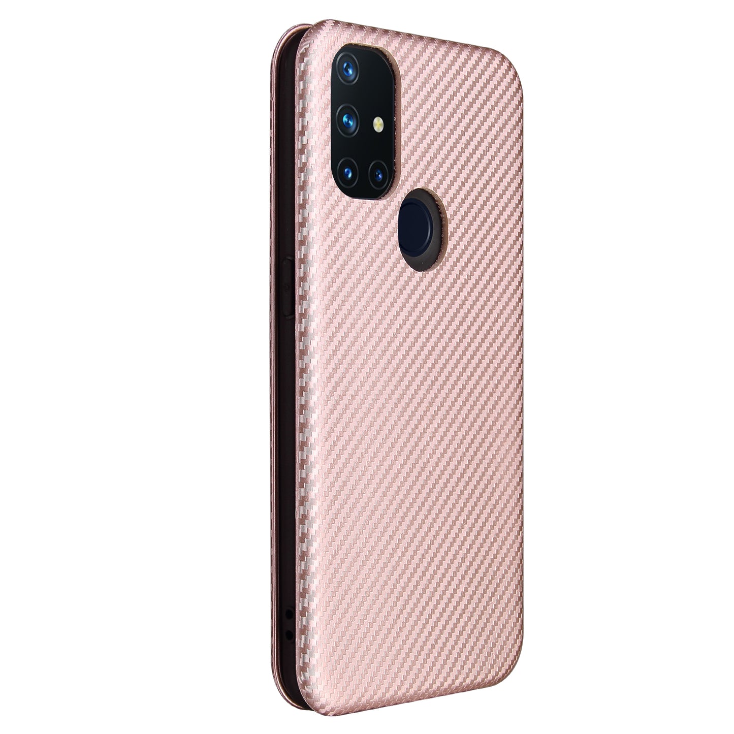 Auto-absorbed Anti-scratch Carbon Fiber Texture Covering for OnePlus Nord N10 5G Stand Leather Case