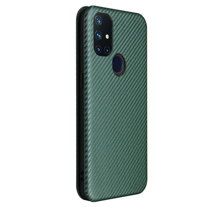 Auto-absorbed Anti-scratch Carbon Fiber Texture Covering for OnePlus Nord N10 5G Stand Leather Case